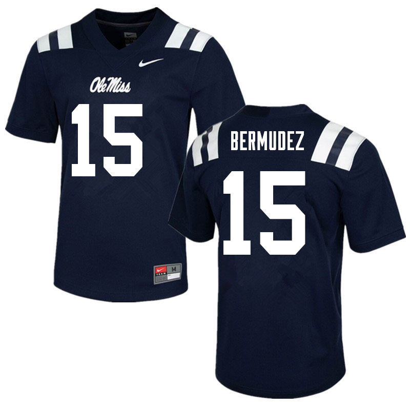 Derek Bermudez Ole Miss Rebels NCAA Men's Navy #15 Stitched Limited College Football Jersey BOB5758TB